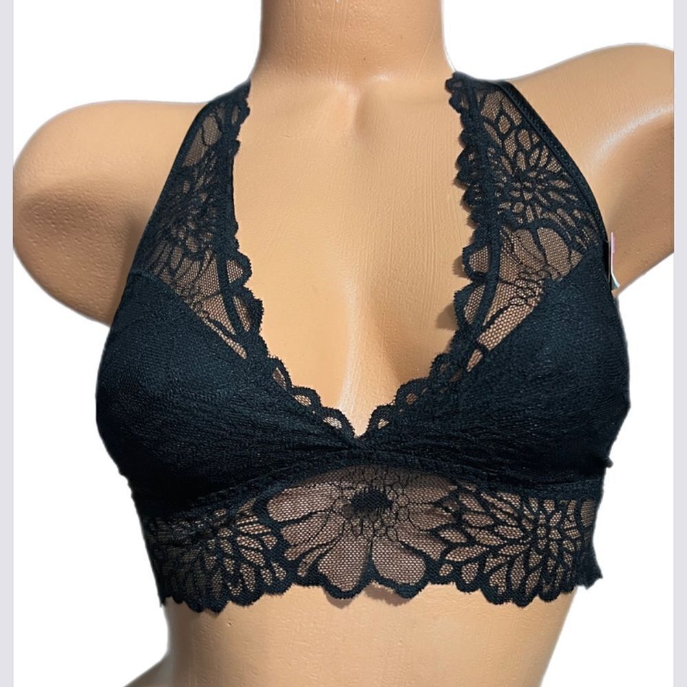 Victoria’s Secret Pink lace Unlined bralette bra black Small